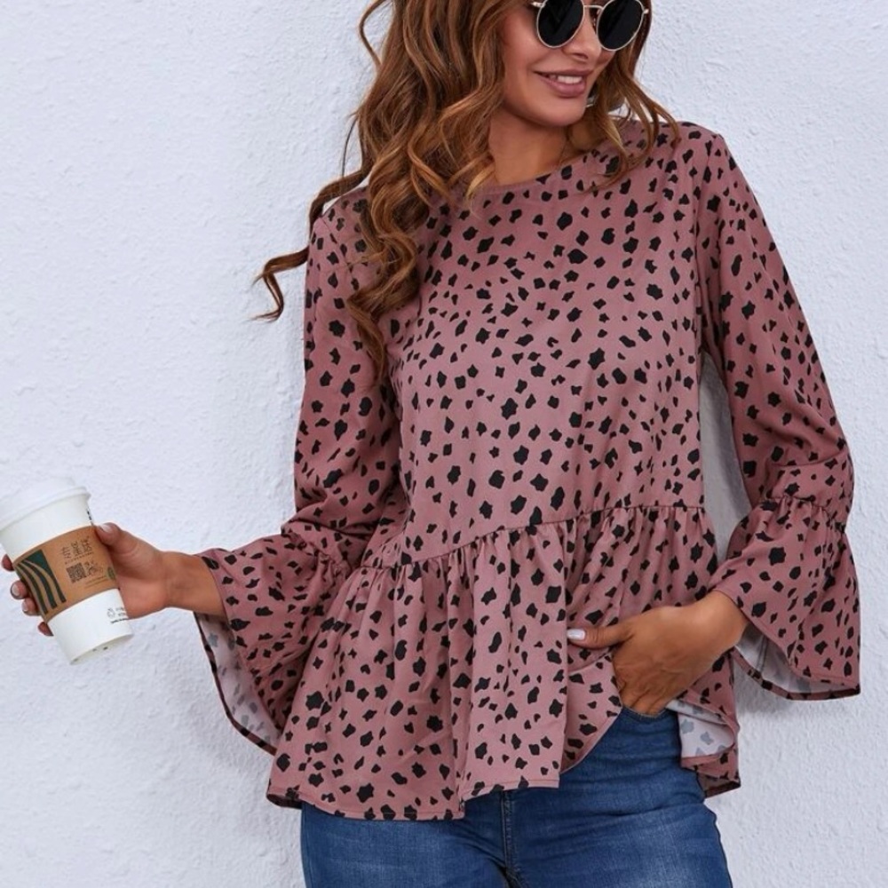 Pink cheetah peplum top